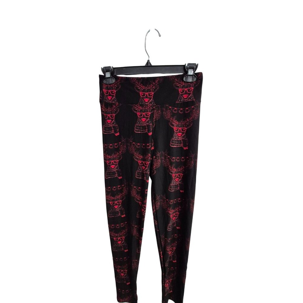 Christmas Reindeer Print Womens Leggings Soft Stretchy Lounge Pants Festive Holi